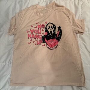 Beige T-Shirt with Scream Graphic XL